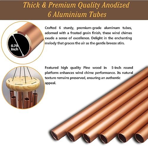 Miniatura 6 de RIPEZY Campanillas de viento conmemorativas para exteriores, elegantes tubos de aluminio anodizado, gancho de tamaño grande, cuerdas de nailon