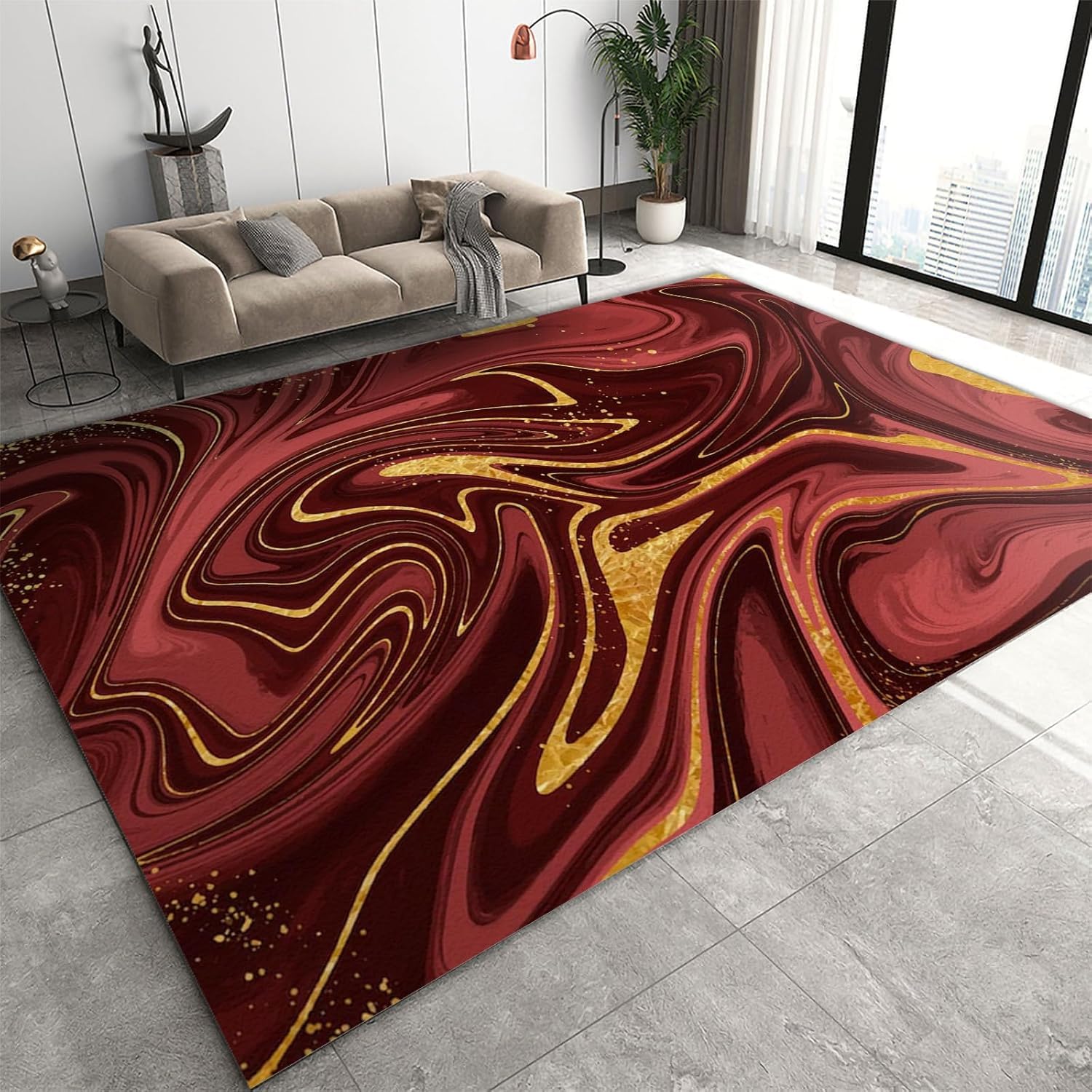 Tapis salon design marbre 3D de haute qualité texturale en velours