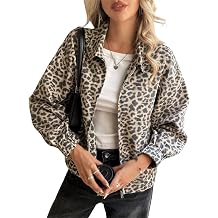 Cicy Bell Womens Floral Zip Up Bomber Jackets Long Sleeve Denim Coat Trendy