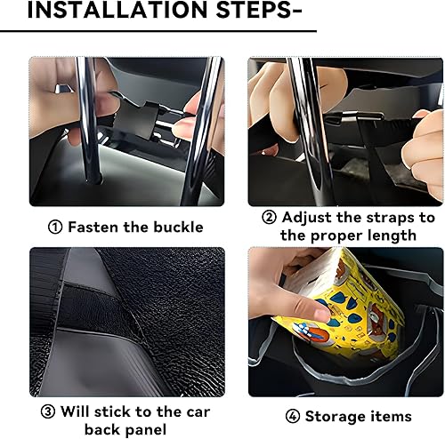 Miniatura 5 de Organizador de maletero de automóvil, para colgar en el asiento trasero, gran almacenamiento con correas ajustables, bolsa de carga plegable de PVC