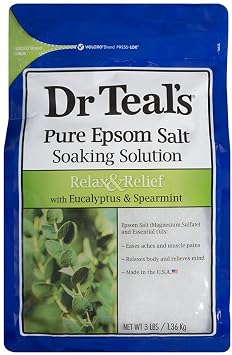 Dr Teal's Epsom Salt Bath Soaking Solution, Eucalyptus and Lavender, 2 Count, 3lb Bags - 6lbs Total