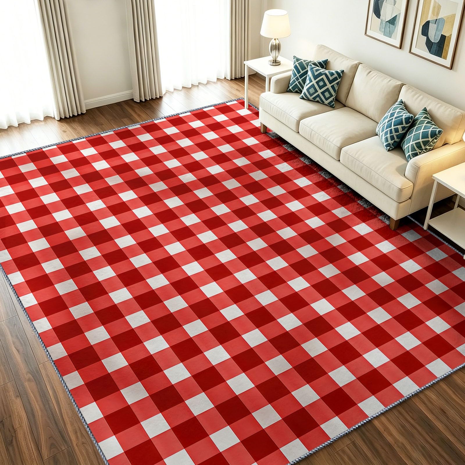 Tapis antitache lavable 60x90 rouge pour éviter les glissades au salon