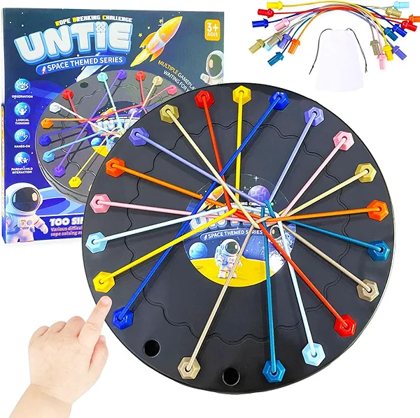 Brainy Knots Rope Untangling Game，Children's Rope Challenge Game，Strategy Untangling Challenge Puzzle ，Suitable for Family Parent-Child Interaction, Travel & Parties Gifts