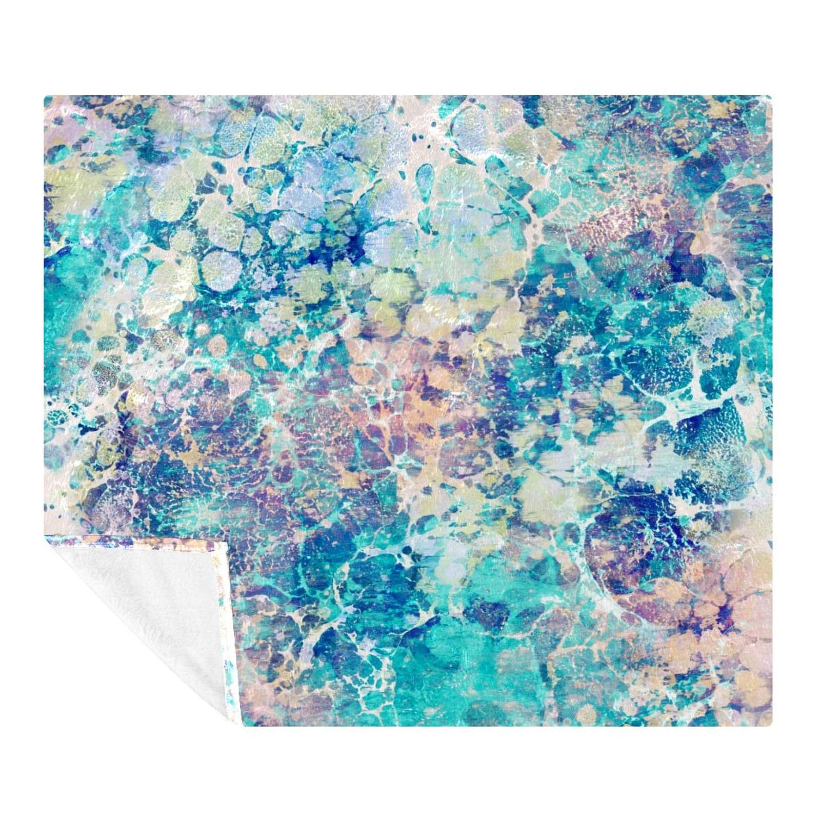 Couverture douce microfibre pour en finir avec le froid sur le canapé, plaid marbre bleu léger