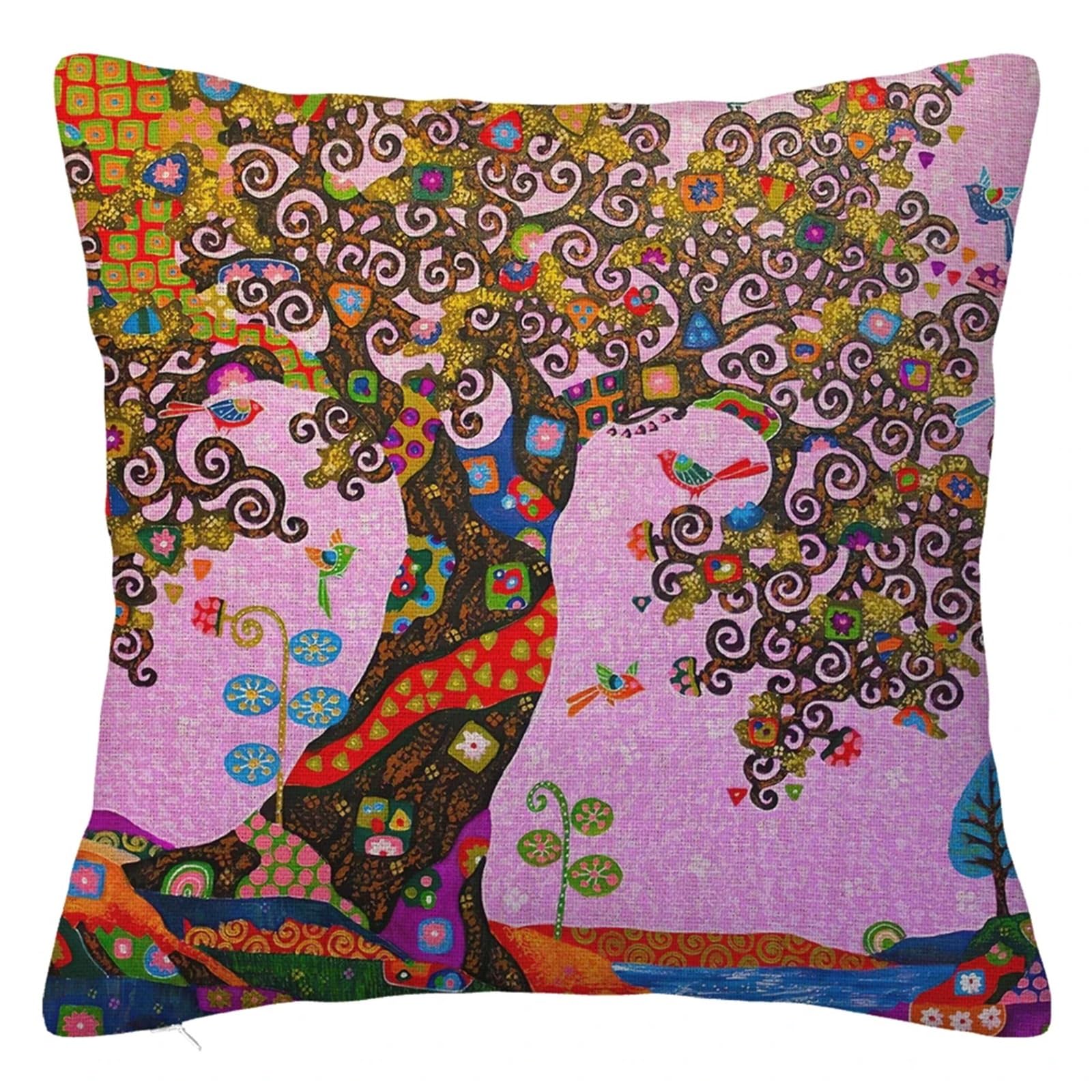 SHBHWS Branch Bird Flower Linen Pillowcase Sofa Cushion Cover Home Decoration 40x40 50x50 60x60 45x45 For Living Room Sofa(Color 12,400mm*400mm)