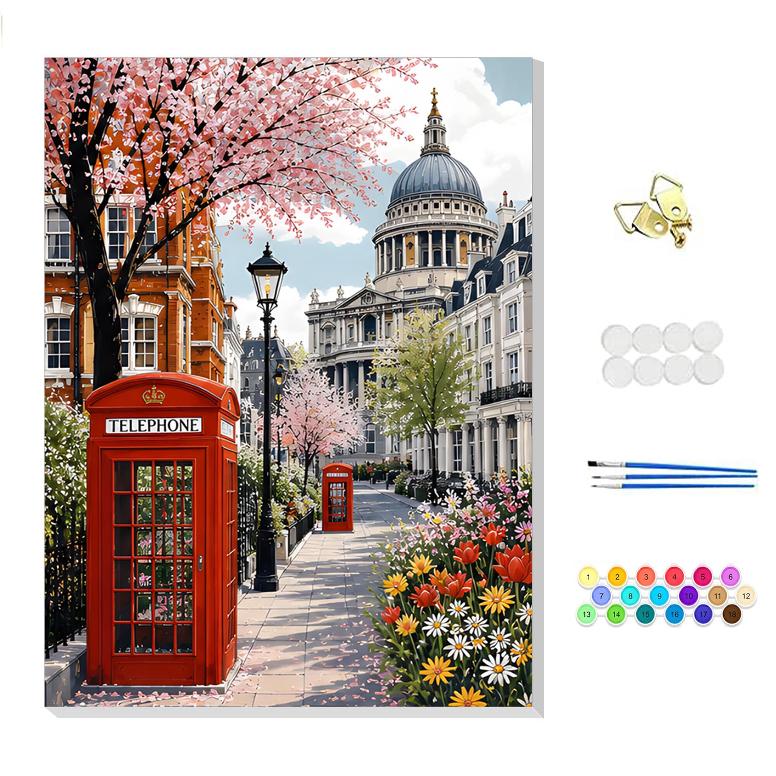 NEWENMO London Street Scene Framed Paint by Numbers for Adults 20x30cm