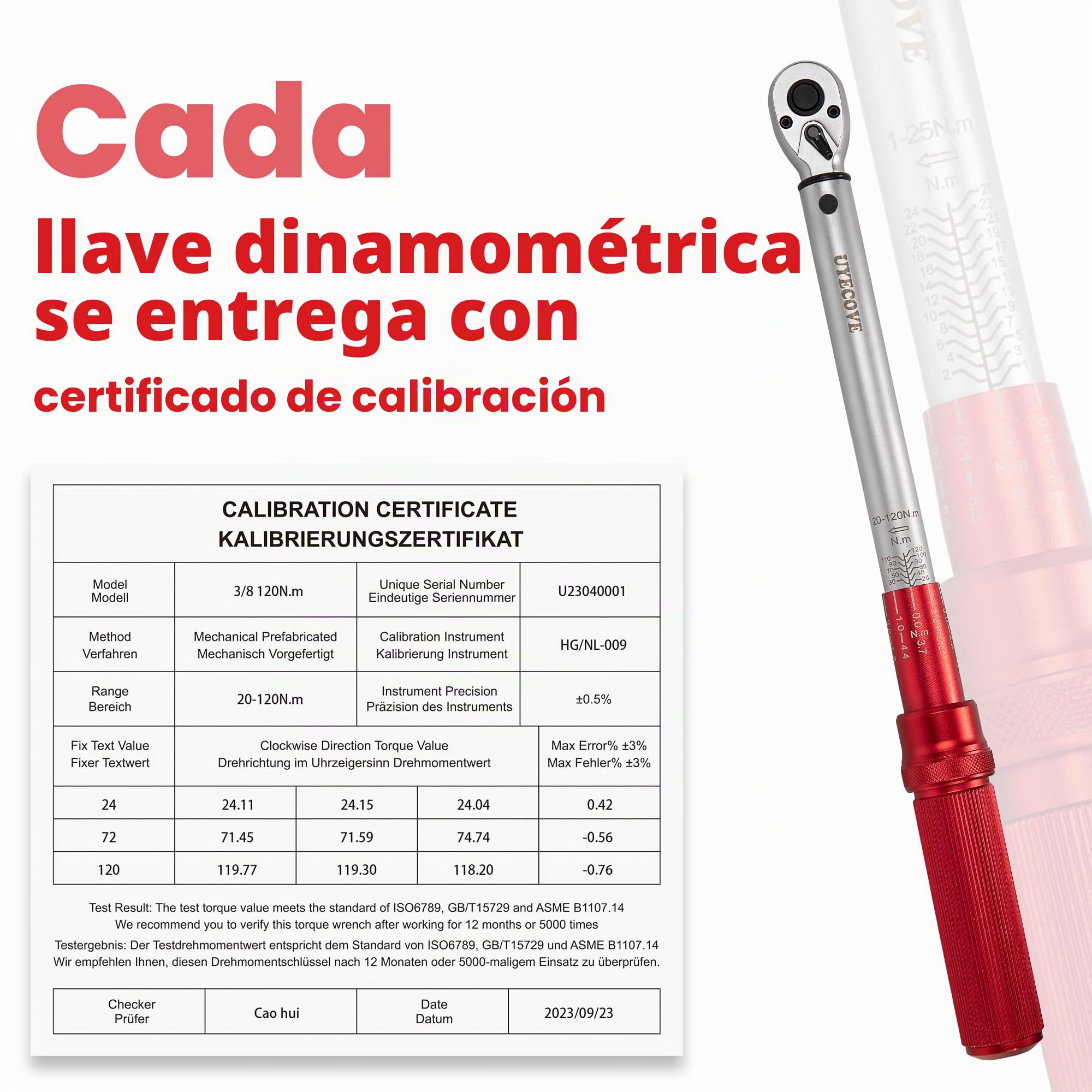 Juego de Llave Dinamométrica 3 Piezas: 1/4" 5-25nm, 3/8" 20-120nm, 1/2" 40-220nm - Para Bicicleta y Coche