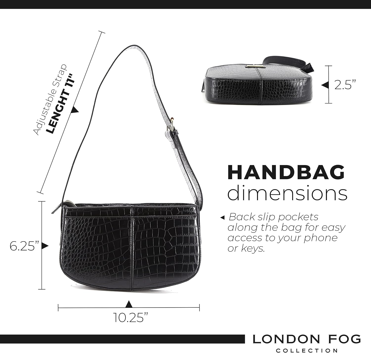 LONDON FOG ASTOR and IRIS Shoulder Bag for Women with Adjustable Strap