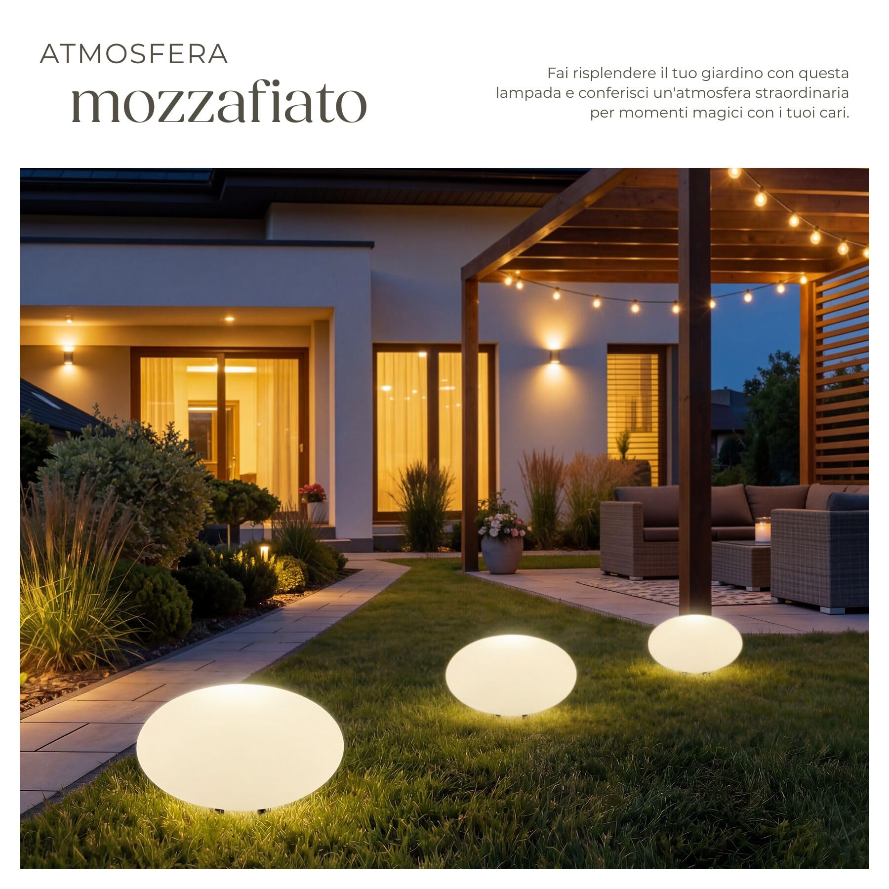 tectake® Lampada da terra Sfera LED, luce RGB da esterno e interno, telecomando, 16 colori, 1200 lumen, IP44 water proof, polietilene, luci giardino arredo esterno, piedini - M - Ø 35 x 21,5 cm