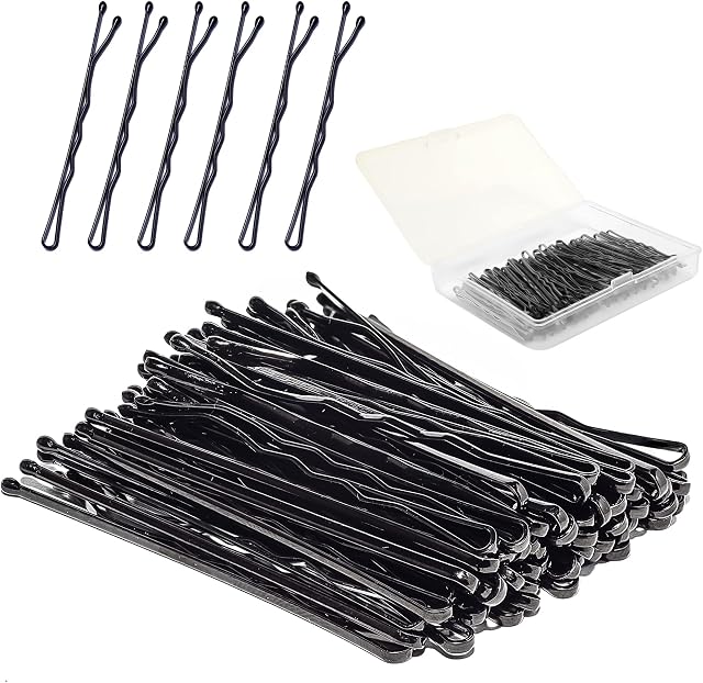 Bellure 150 Pcs Black Bobby Pins with Storage Box Kirby Hair Grips (5.5cm/2.2 in) Hair Pins Good for All Types of Hair Styling Needs for Girls, Women, & Hair Salons