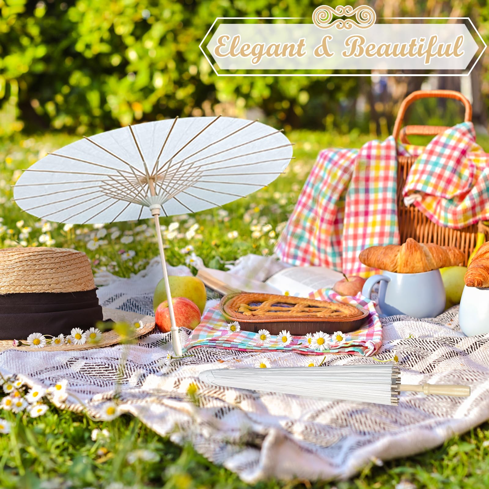 Weiße Papierschirme, 84 cm, geölt, chinesischer und japanischer Stil, weiße Papier-Sonnenschirme, Großpackung für DIY-Malerei, Hochzeit, Brautparty, Deckendekoration, 40 Stück