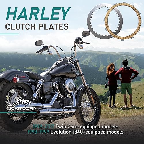 Miniatura 2 de Juego de embrague de acero de fricción de doble leva compatible con modelos Harley Softail Touring Dyna Trike 1999-2017, Evolution 1340 1998-1999,
