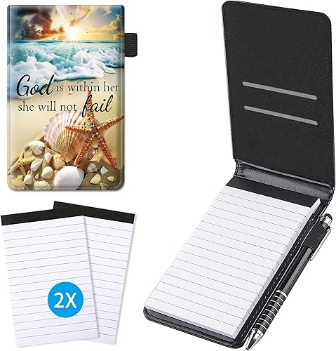 Juego de soporte para bloc de notas de bolsillo pequeño con tema de cita de playa, incluye mini soporte para bloc de notas de bolsillo con 50 hojas