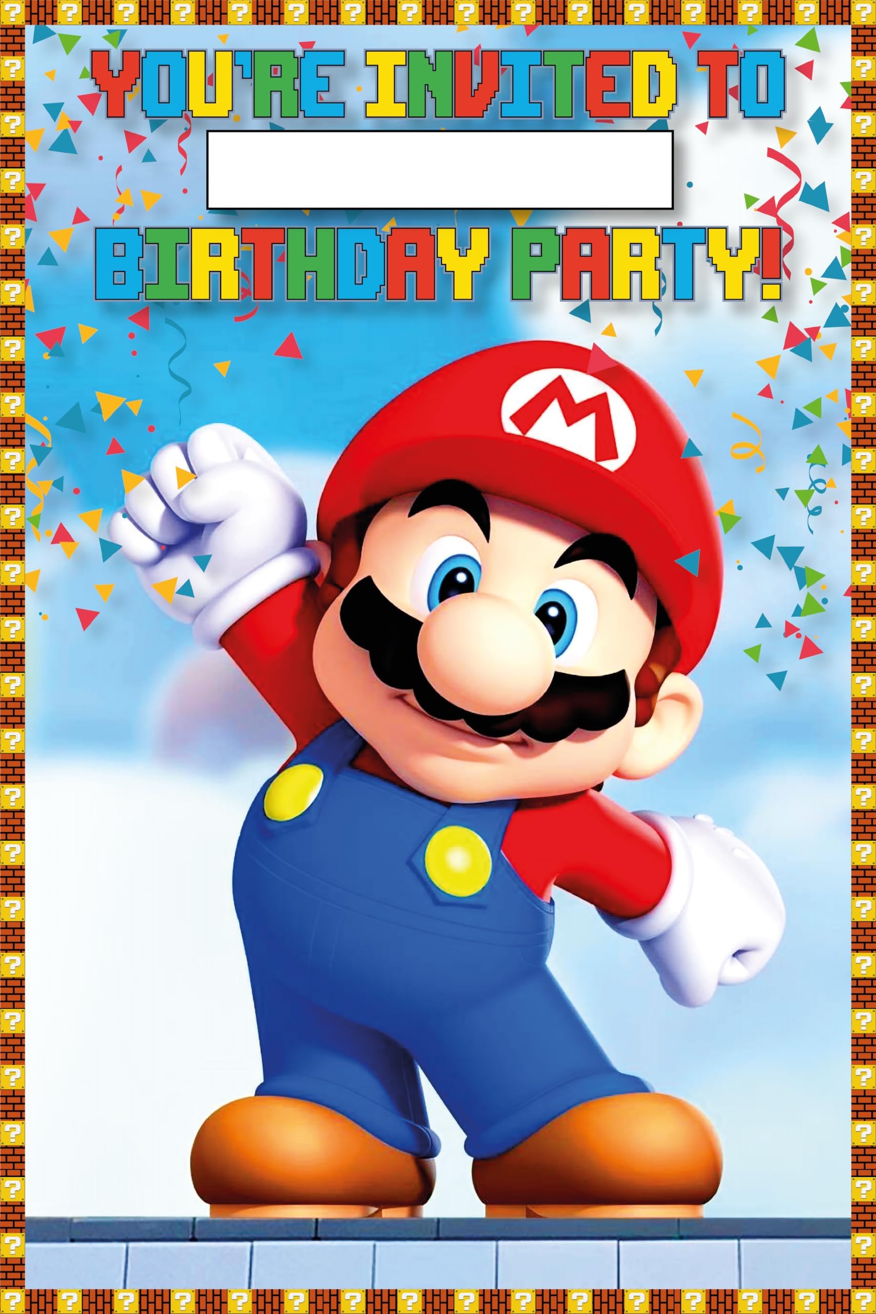 Set of 20 Classic Video GameThemed Happy Birthday Invitation Cards & Envelopes - Lightweight (240g), Postcard Style Invites for the Perfect Party Pack