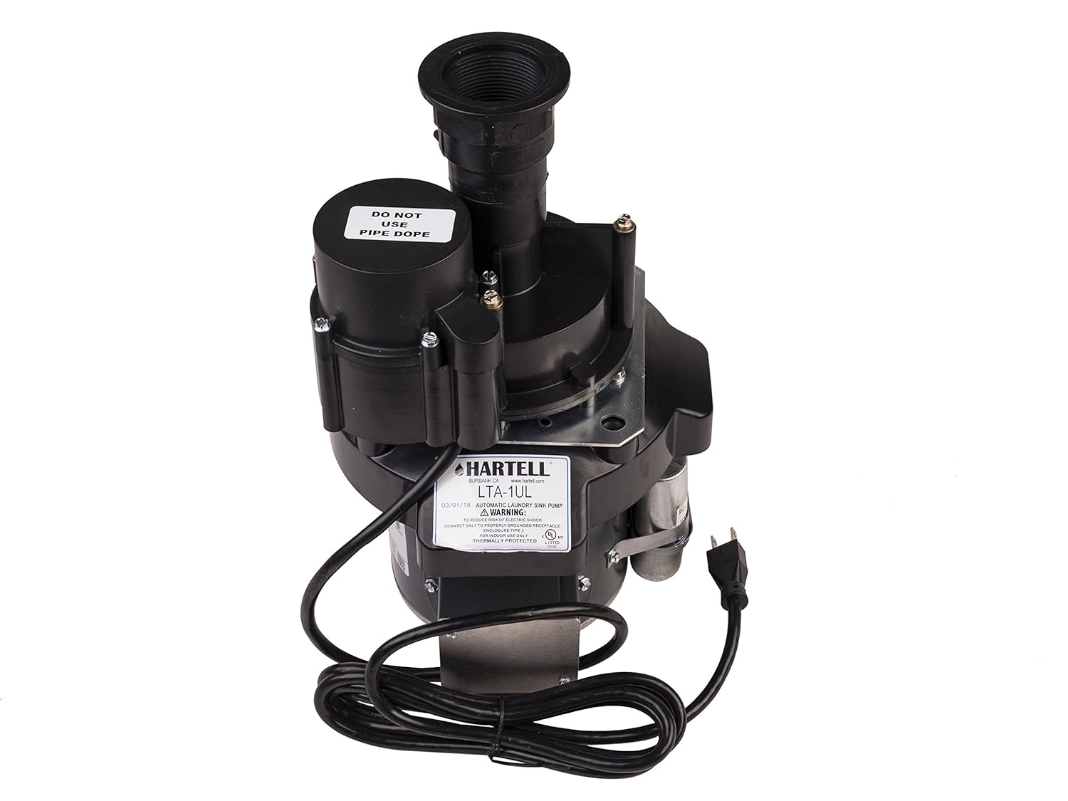 LTA1ABC HARTELL DIRECT MOUNT SINK, Automatic laundry tray pump w/8