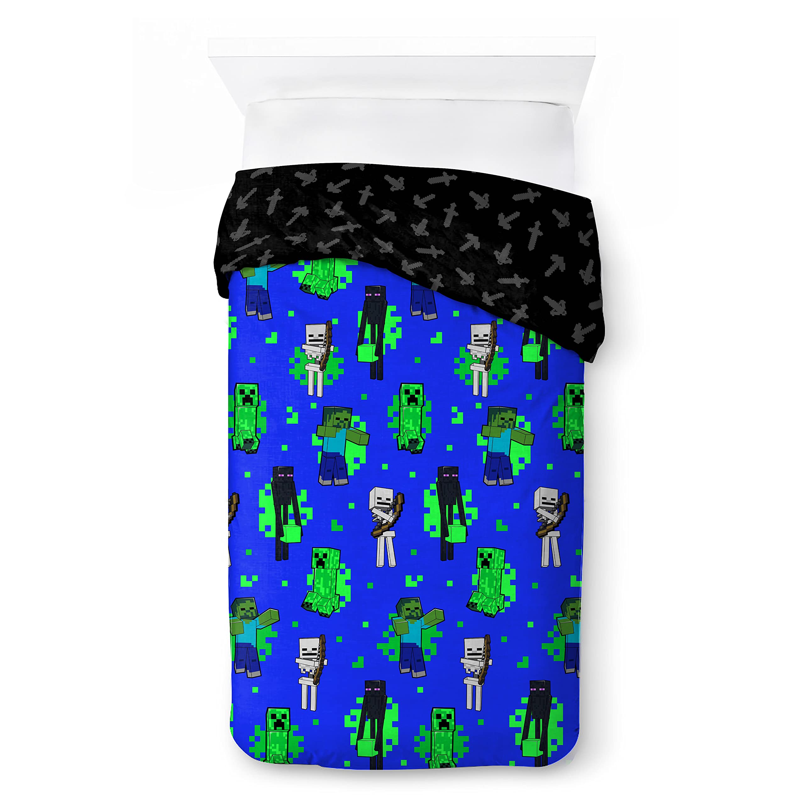 Minecraft - Set di biancheria da letto reversibile, 135 x 200 cm + 80 x (t7d