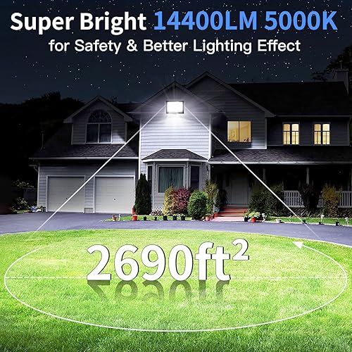 Miniatura 2 de Luz de inundación LED de 120 W para exteriores con enchufe, luces de seguridad superbrillantes de 14400 lm con cable de 5 pies, luz de trabajo LED