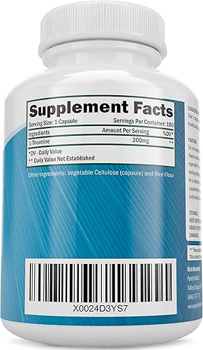 Miniatura 3 de Purely Holistic L-teanina 200 mg (doble fuerza) 180 cápsulas veganas a 6 meses de suministro, vitaminas sin OMG y sin gluten