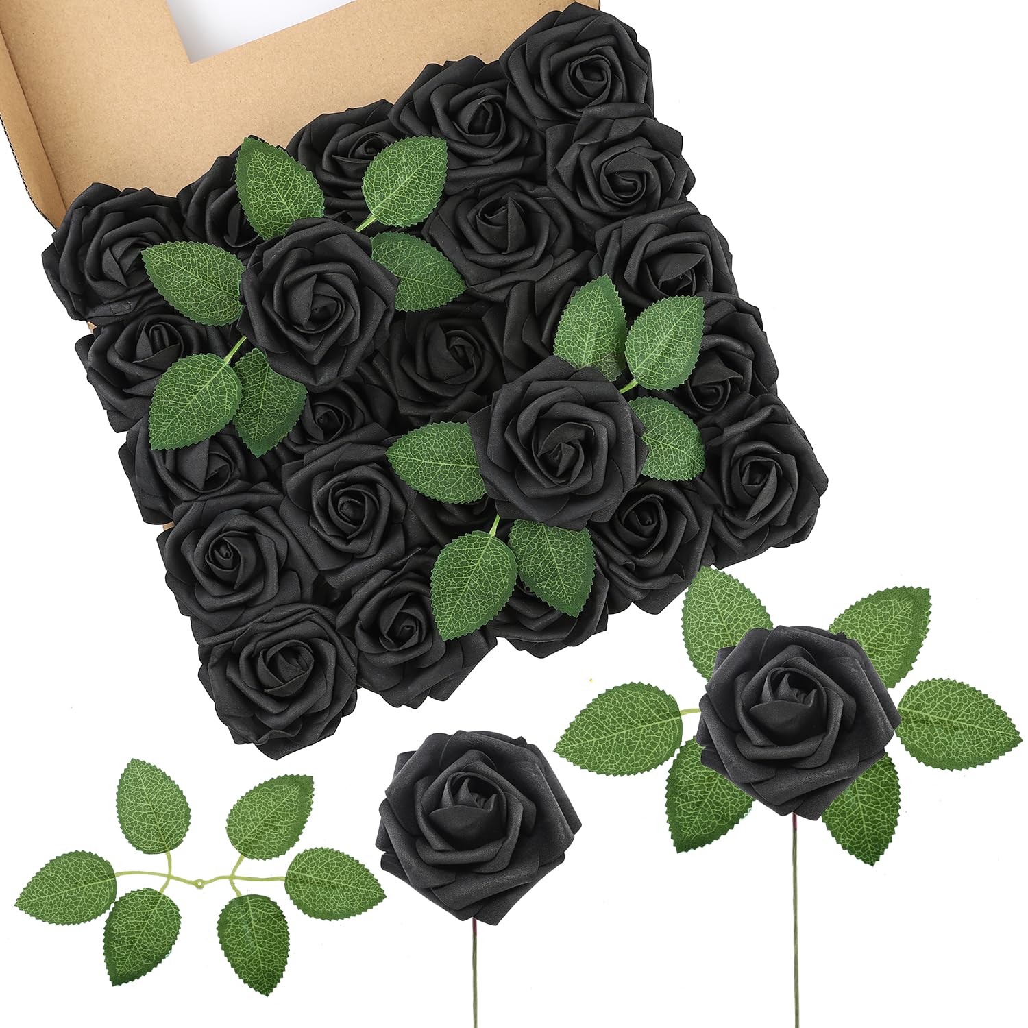 50Pcs Artificial Roses Flowers Fake Roses Head for Wedding Party Home Decor