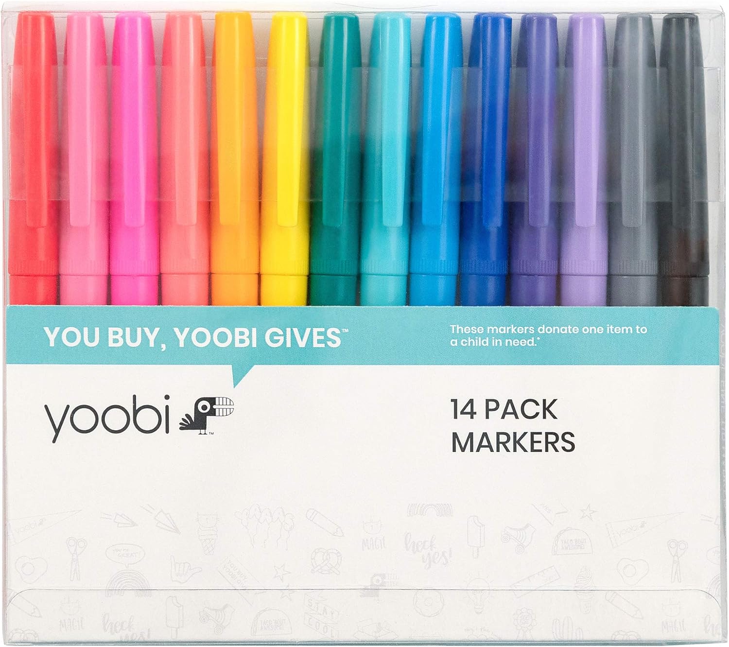 Yoobi Fine Tip Marker Set NonToxic Multicolor Pack of 14 Office Products
