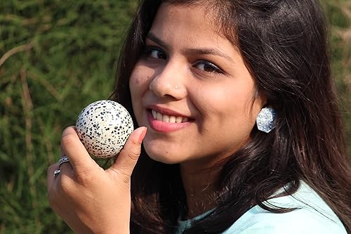 Miniatura 7 de Jaspe de dálmata azabache de 45 a 1.969 in, esfera esférica tallada a mano, cristal tallado a mano, curación, enfoque devocional, chakras