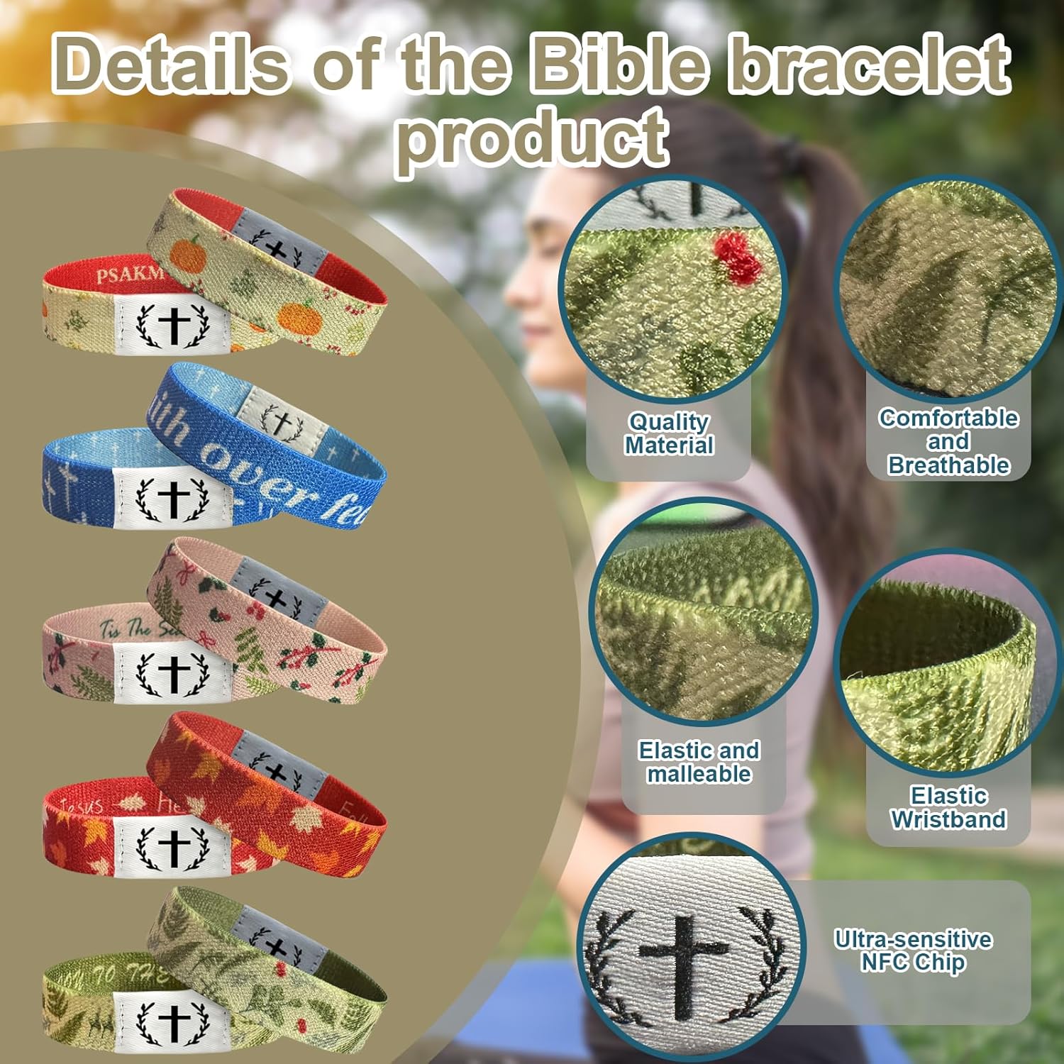 5PCS Daily Bible Verse Bracelets, Wearable Christian Bible Bracelet Inspirational Christian Friendship Accessory Men Women Festival Birthday Jewelry Gift Party Supply - Image 4