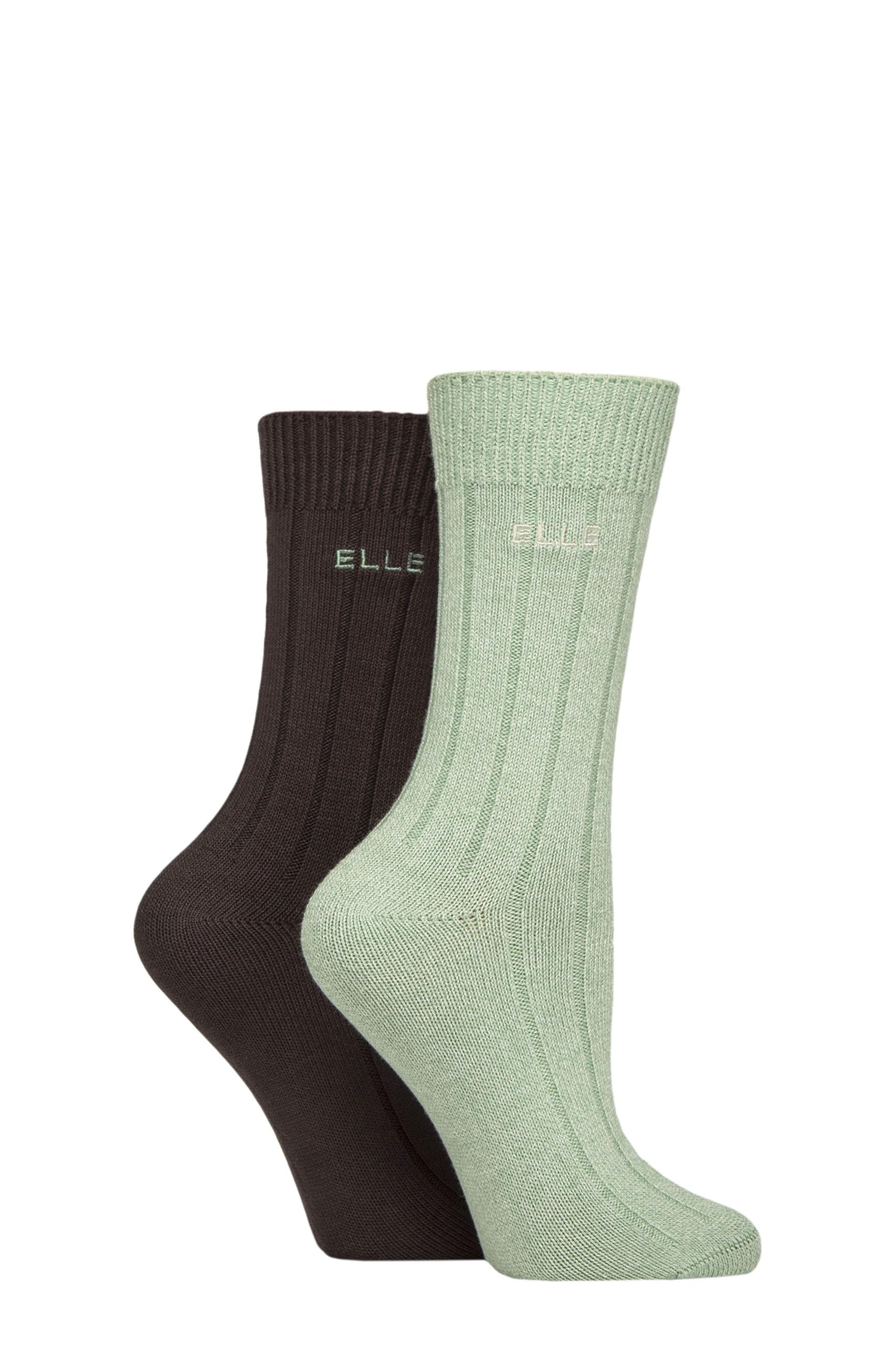 Elle Women's Forager Bamboo Boot Socks - Ribbed Plain Soft Breathable And Cooling, For Walking, Hiking And Outdoors Multipack Of 2 Size 4-8 (Uk, Numeric, 4, 8, Regular, Regular, )