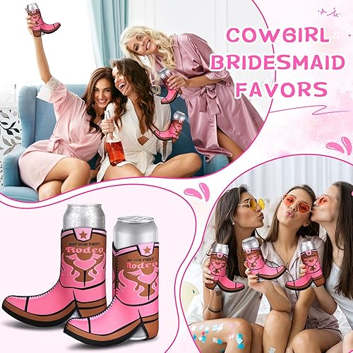 Miniatura 5 de 24 piezas de botas vaqueras para despedida de soltera y despedida de soltera para dama de honor, vaquera, botas delgadas para bebidas con