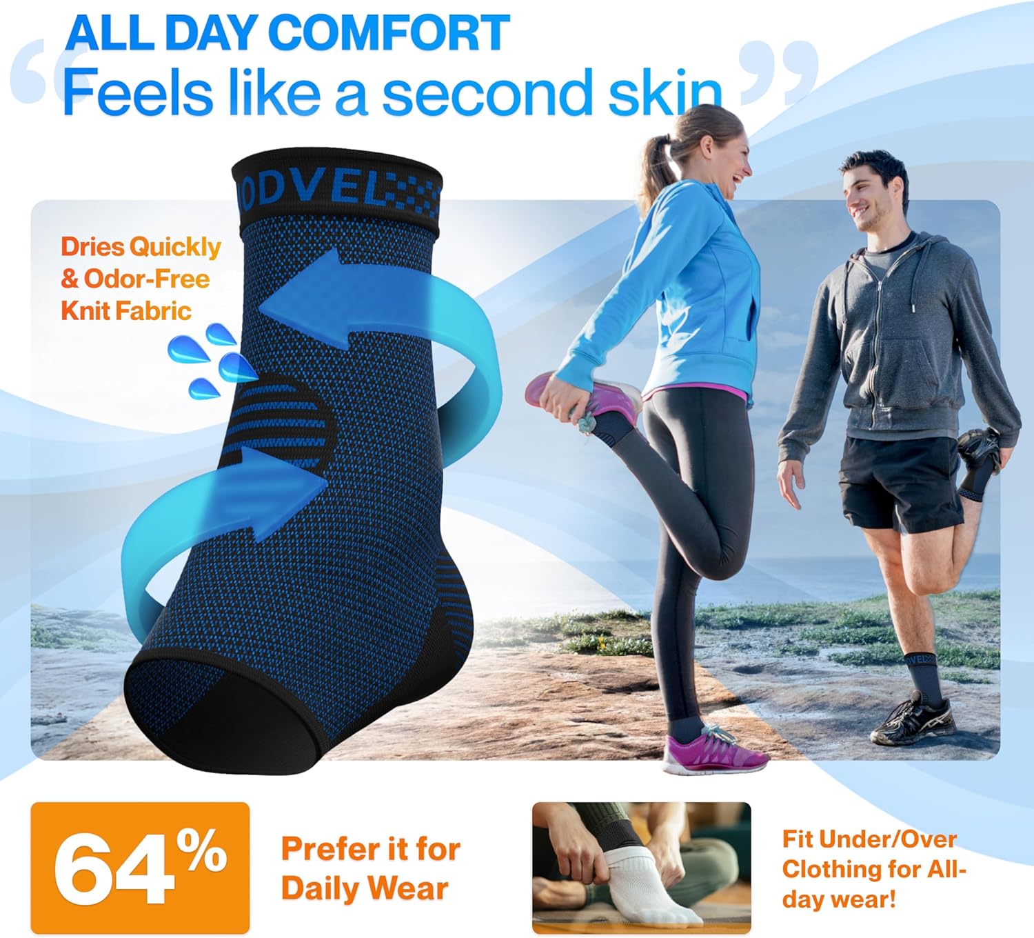 Modvel Foot & Ankle Brace Socks for Sprained Ankle Compression Sleeve - Foot Support for Women & Men - Tendonitis & Arthritis Ankle Brace Sports Running, Torn Ligaments & Women Stabilizing Ankle Wrap