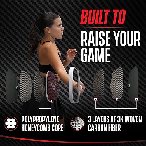 Miniatura 7 de 4KOR PRO Edition - Paleta de pickleball de fibra de carbono aprobada por USAPA de 0.630 in - Raqueta de pickleball profesional de compuesto ligero