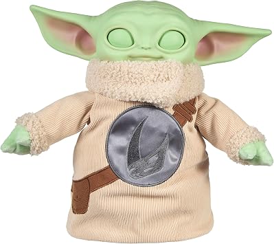 Mattel Star Wars The Mandalorian & Grogu Movie Pick-Me-Up Grogu 11-inch Tall Feature Plush with opening eyes Vinyl Head Soft Plush Body and Hands, JKN44