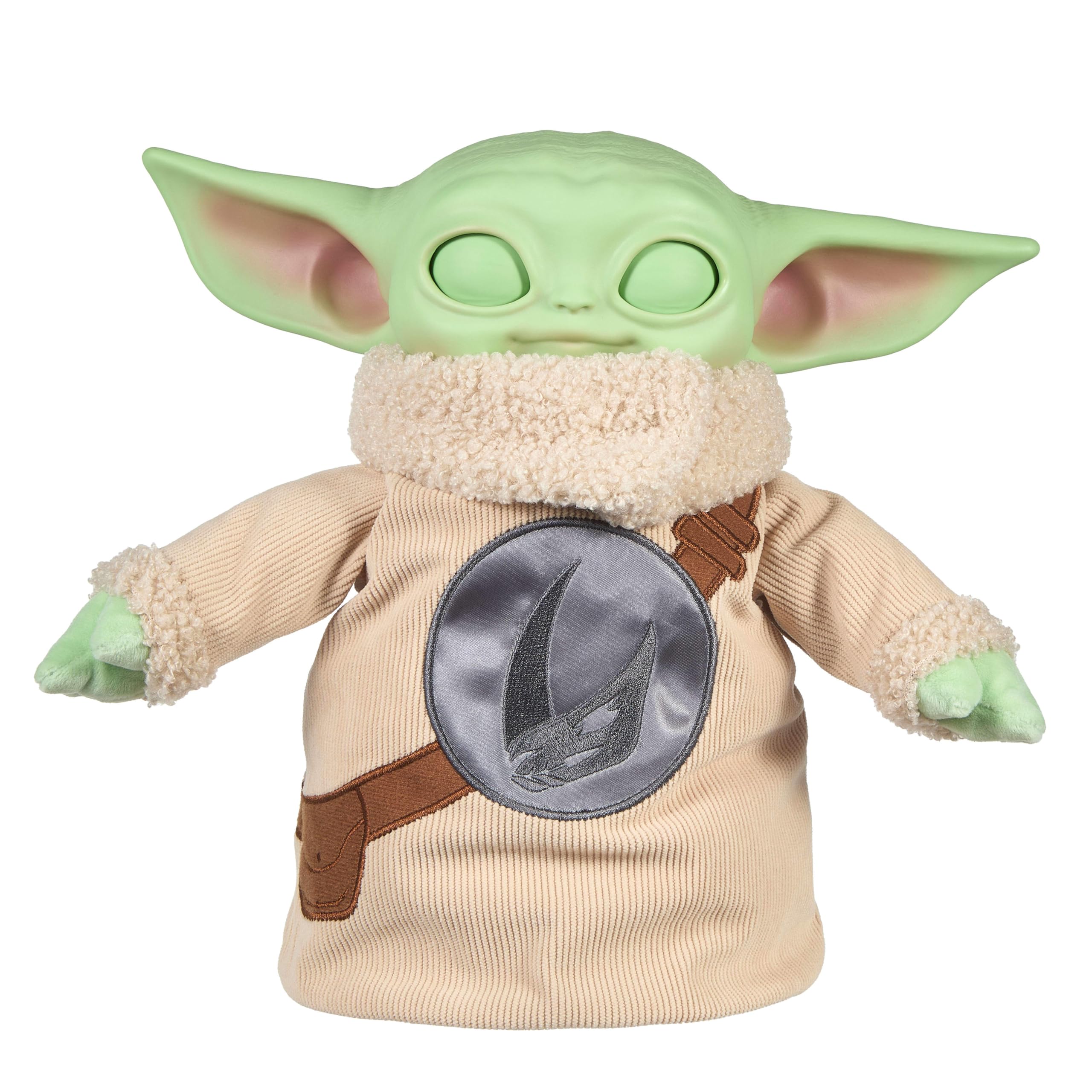 Mattel ​Star Wars The Mandalorian & Grogu Movie Pick-Me-Up Grogu 11-inch Tall Feature Plush with opening eyes Vinyl Head Soft Plush Body and Hands, JKN44