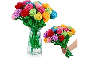 Deekin 24 Pcs Graduation Plush Roses, Bendable Stems 12.5 Inch