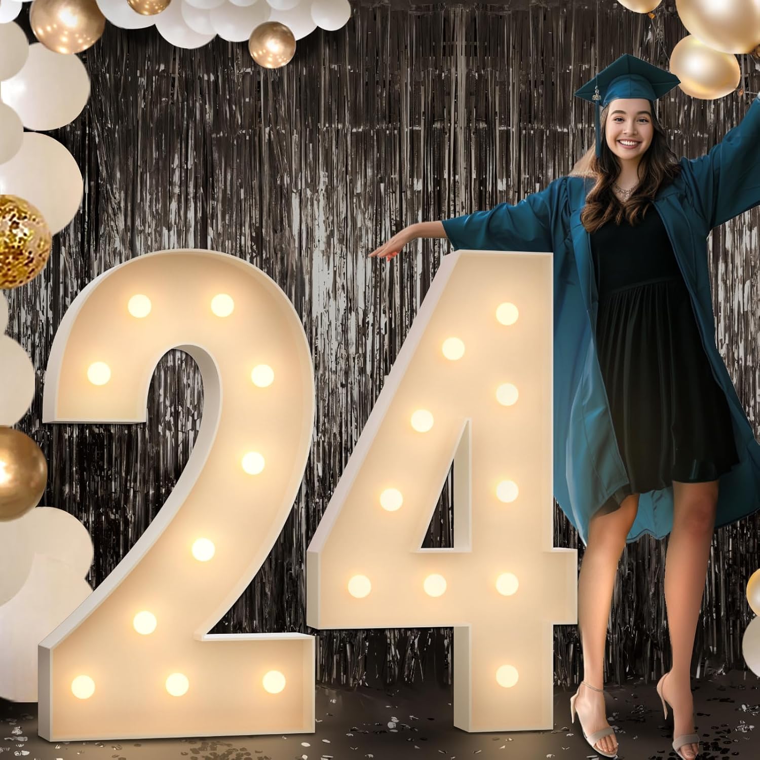 Graduation Decorations 4FT Marquee Numbers 24 Class of 2024 Party Decor High School Preschool Kindergarten