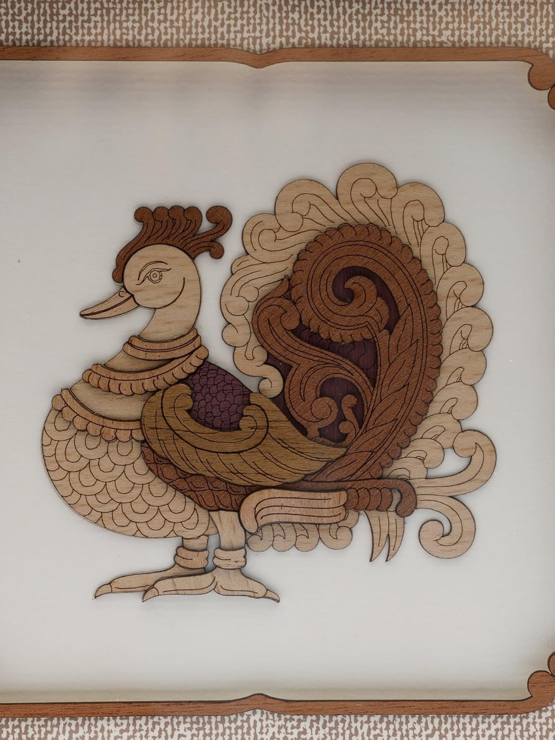 エキゾチック インディア アナパクシ 木彫り 壁掛け | 神の白鳥 (Anna Pakshi) 木製ウォールアート ホームデコール