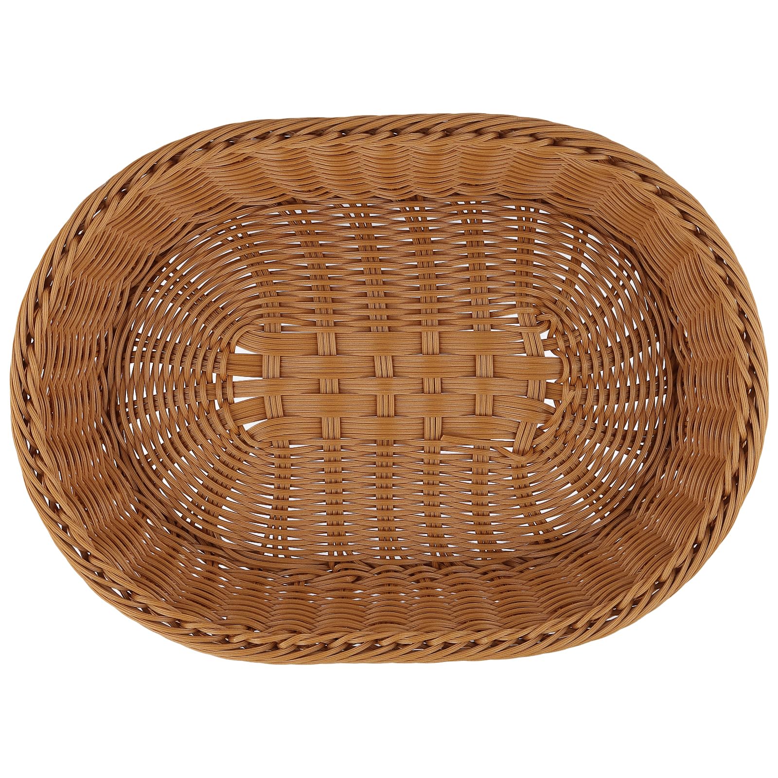 SINJEUN 3 sztuki, 35 x 25 x 7 cm, brązowy, owalny kosz wiklinowy, pleciony kosz na pieczywo, na żywność, owoce, kosmetyki, do kuchni i przechowywania, 3 sztuki