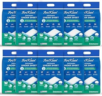 Arokleen Premium Disposable Bed Underpads Large 90x60 CM I 100 Units I Waterproof I Protects surfaces from Incontinence I Super Soft Polymer Pack of 10