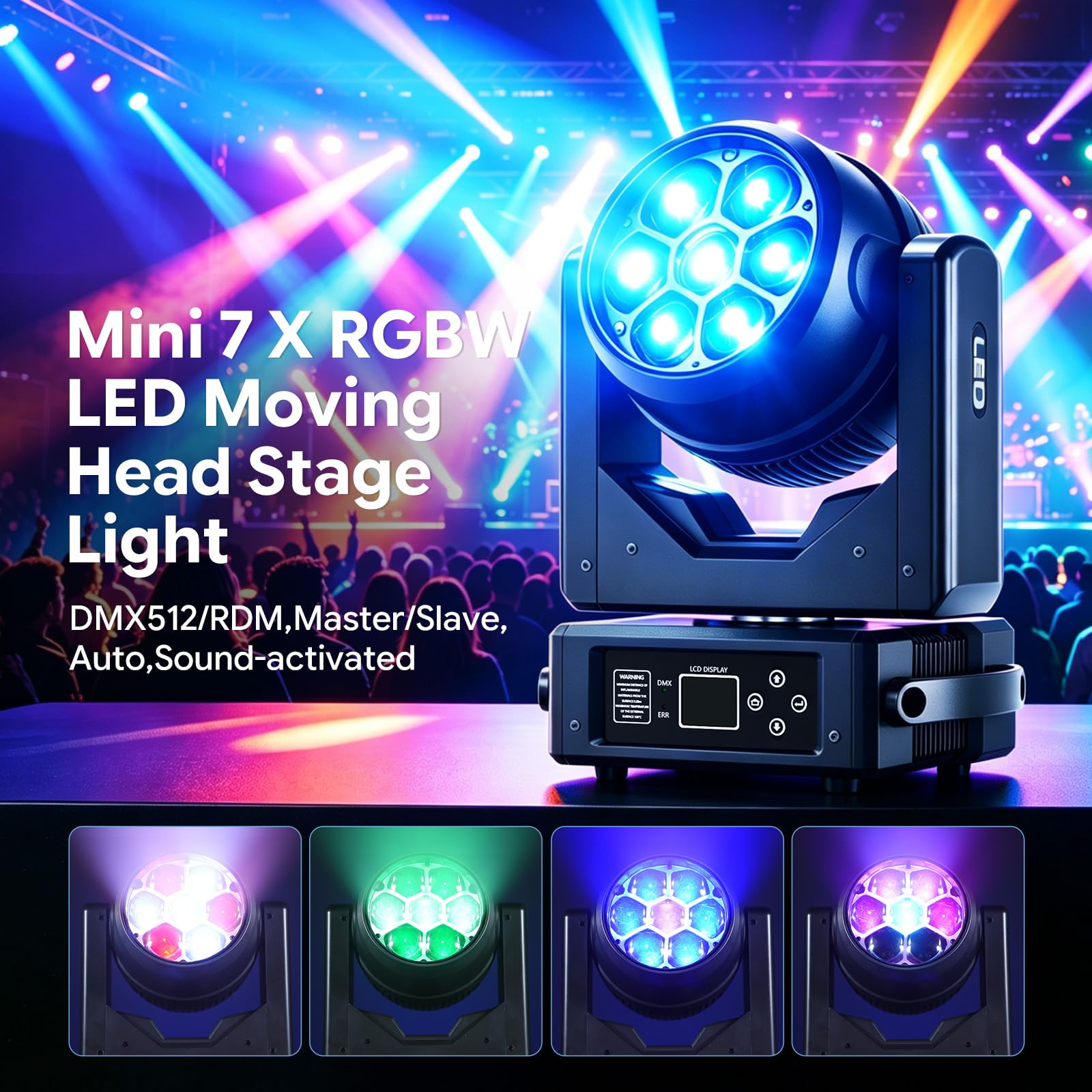 2 PCS 280W LED Moving Head Discolicht Partylicht,RGBW Beam Scheinwerfer mit elektronischem Fokus,Wash Beam Vortex Kaleidoskop Effekte,DMX512 Bühnenlicht Strahl für Hochzeit DJ Bar Party