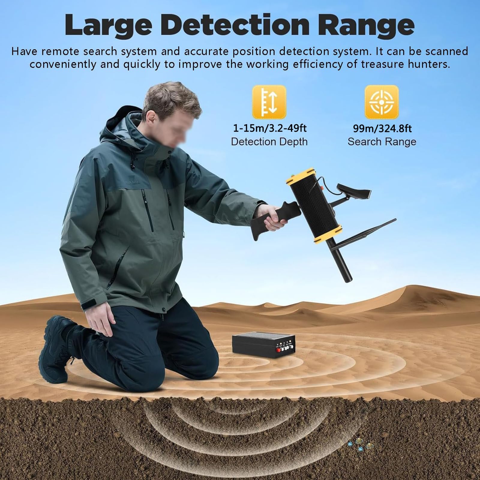 Metal detector per gli adulti, alto scanner sotterraneo di definizione, gamma di 99m