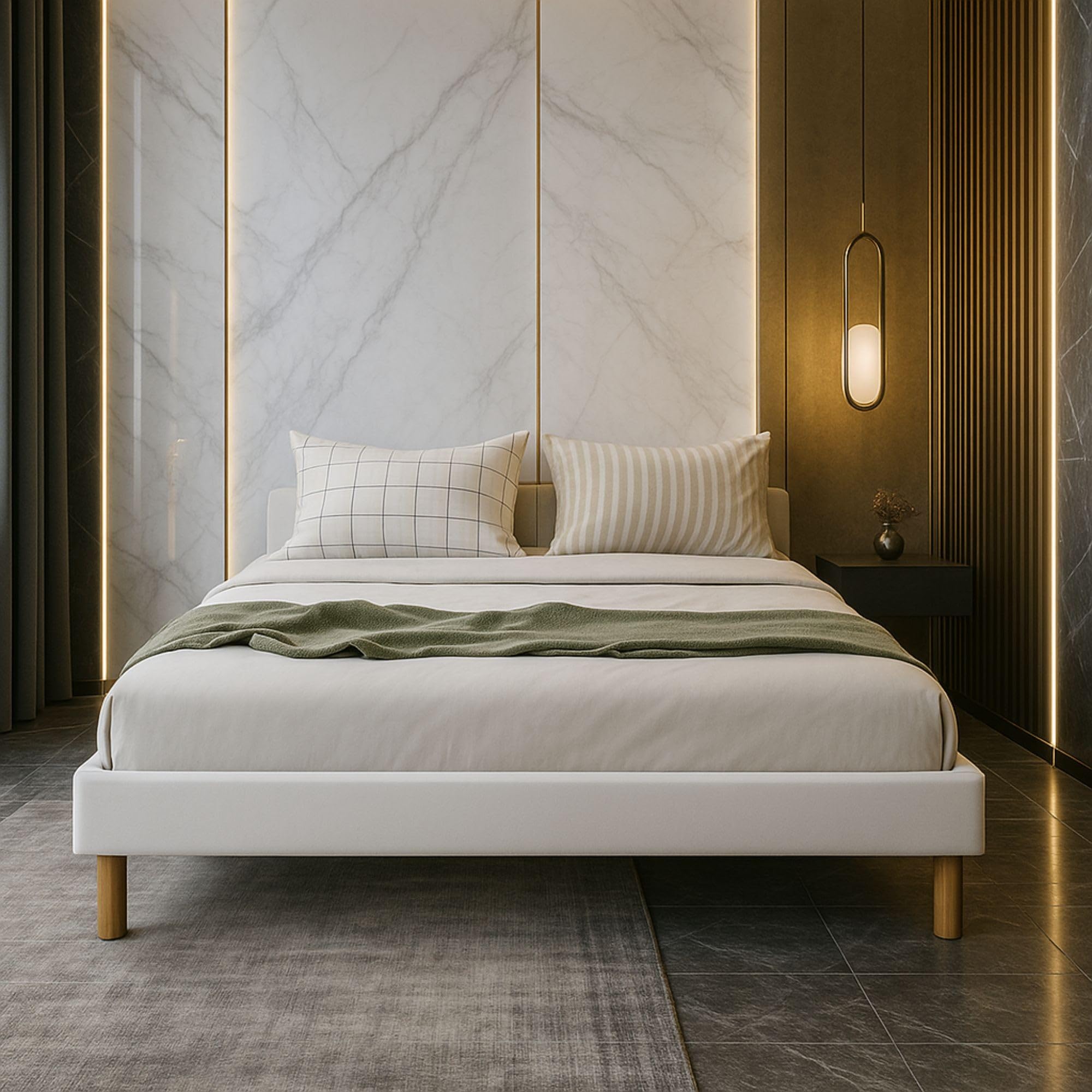 Sommier Tapissier Lattes King Of Dreams Adrien - 140x190 Cm - 13 Lattes, Pieds 18 Cm - Montage Facile, Métal 1,2 Mm Sommier Pour Chambre Enfant Adulte Invité