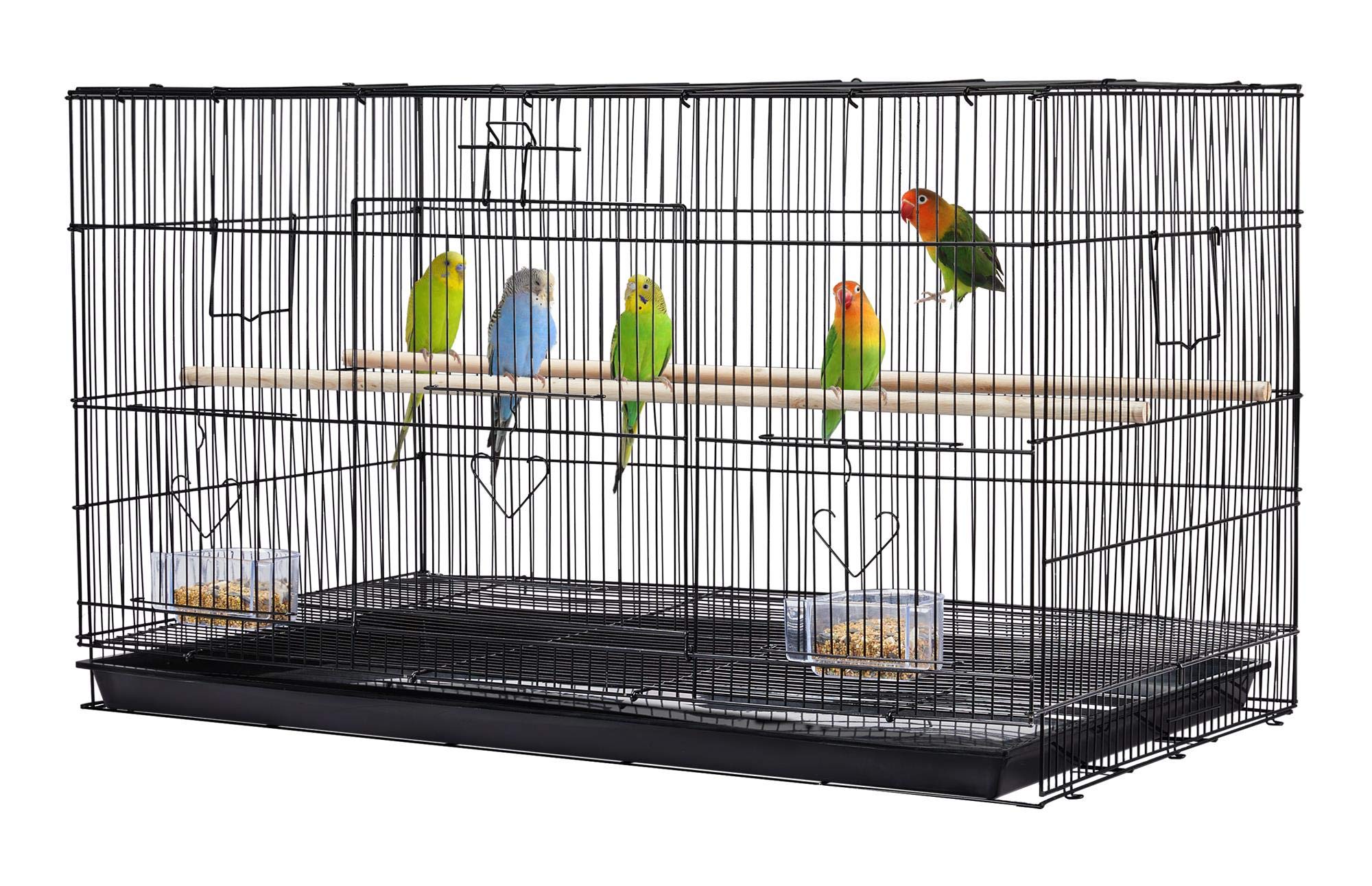 Yaheetech Jaula para Pájaros Jaula Metal para Loro con Comedero y Bandeja 76x45,5x45,5cm
