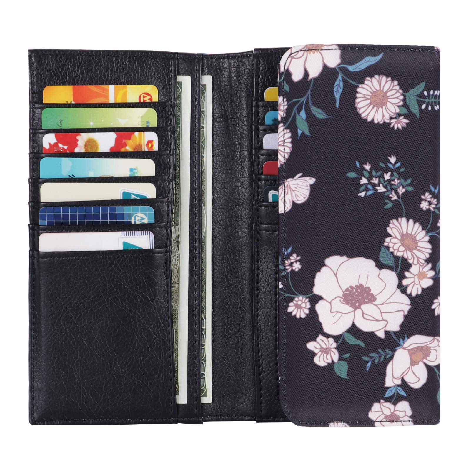 Card Wallet for Women Trifold Floral Credit Card Holder Case with Coin Pocket Snap Closure Gifts For Teen Girls