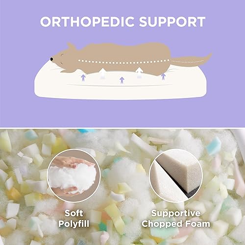 Miniatura 3 de LE SURE - Cama grande y linda para perro con espuma triturada gruesa para jaula, cama moderna afelpada para interiores con funda extraíble y lavable