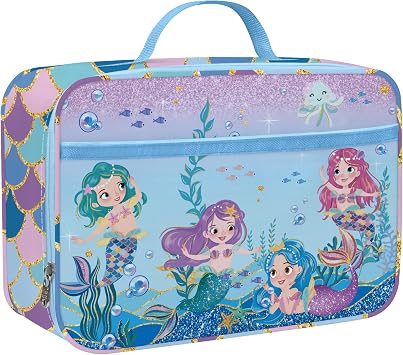 Clastyle Mermaid Insulated Lunch Bag Large Thermal Cooler Bag for Girl Picnic Lunch Box Tote, Blue