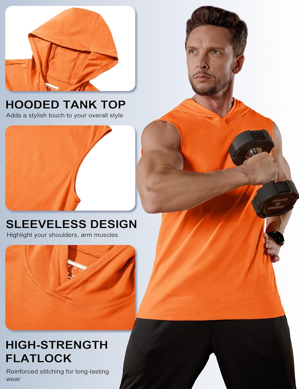 MAGCOMSEN Mens Tank Top Sleeveless Hoodie Cotton T-Shirt Summer Casual Shirt Muscle Tee - Image 5