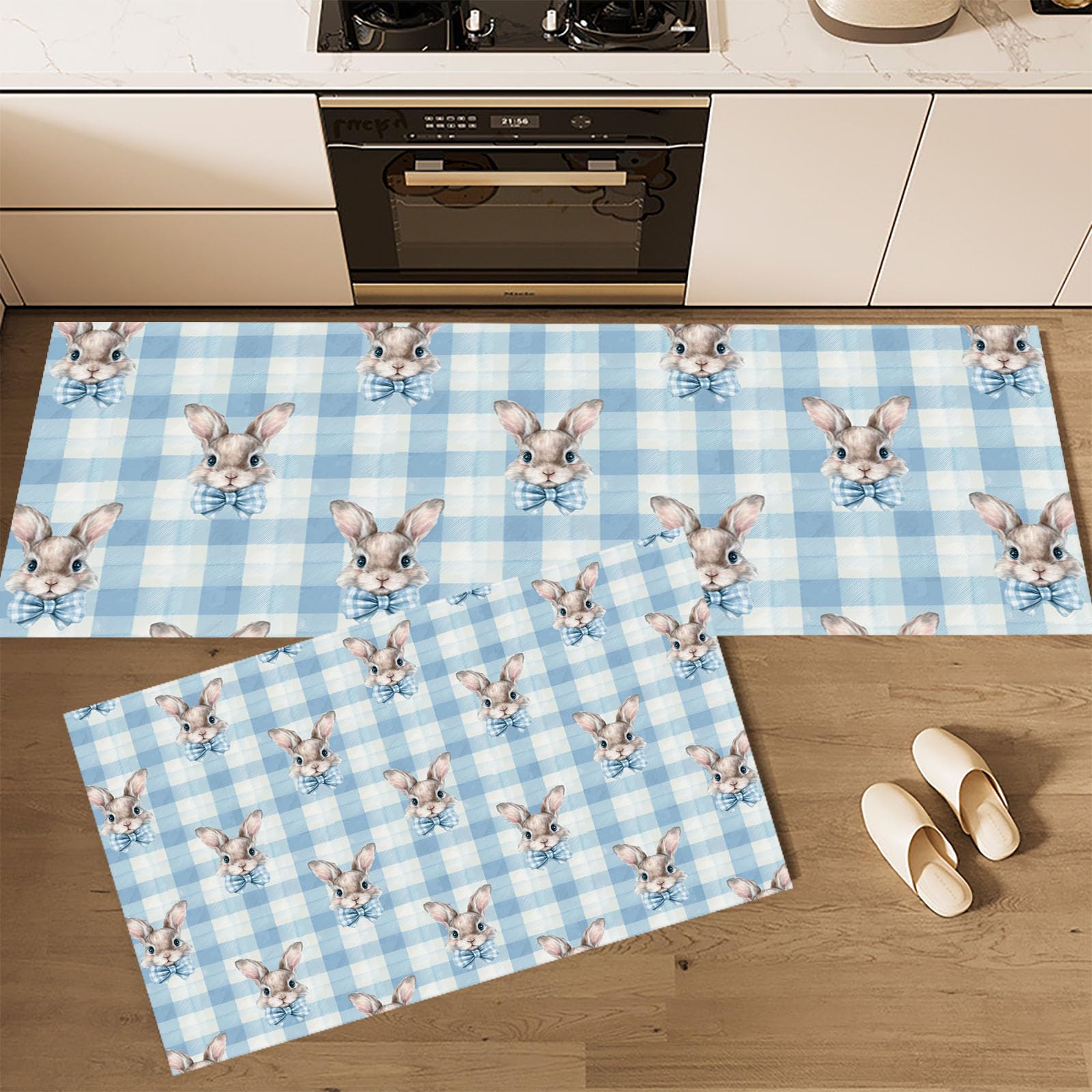 Tapetes de cocina con diseño de conejito y cuadros para decorar pasillos y zonas de paso