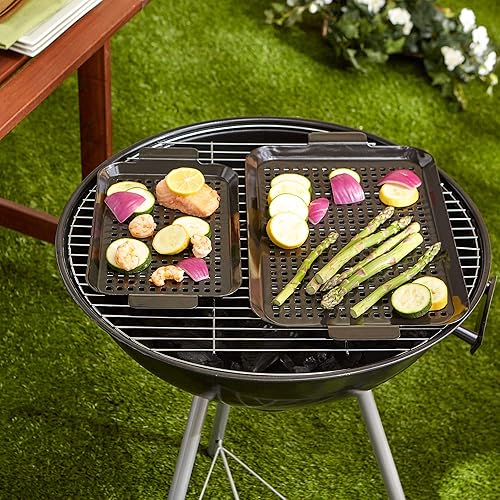 Miniatura 5 de RSVP International Bandeja de barbacoa de acero recubierto de porcelana, accesorios para asar al aire libre para cocinar pescado y verduras, apto