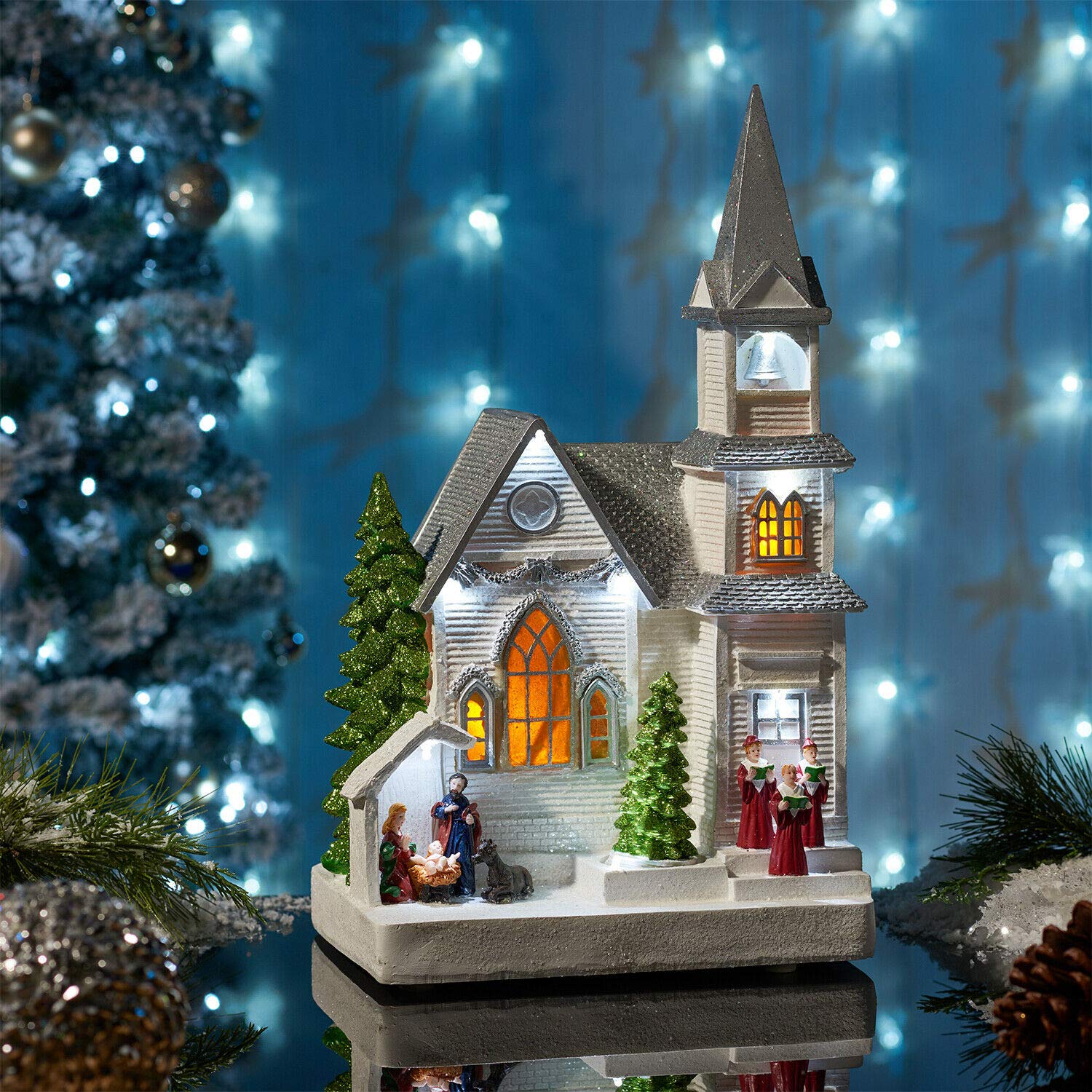 Buy HomeZone Large Animated Glittering White Musical Christmas Carol