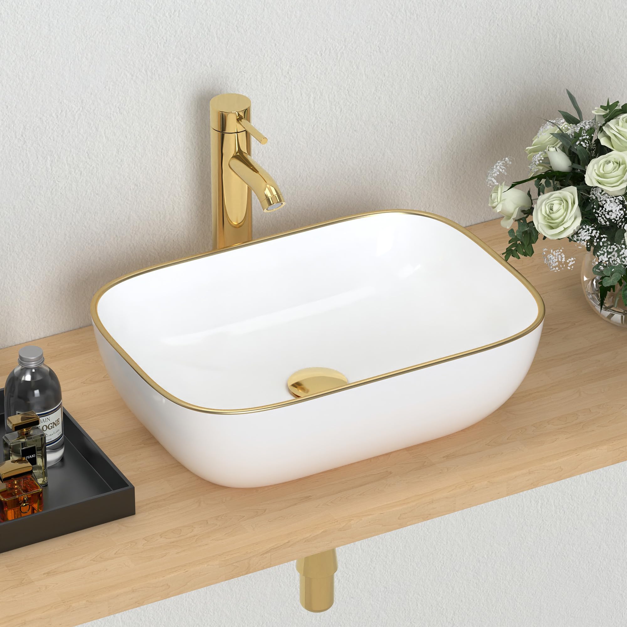 SUKALA　size　Ｓ J-FAMILY 18.3'' x 13'' Bathroom Vessel Sink White Porcelain