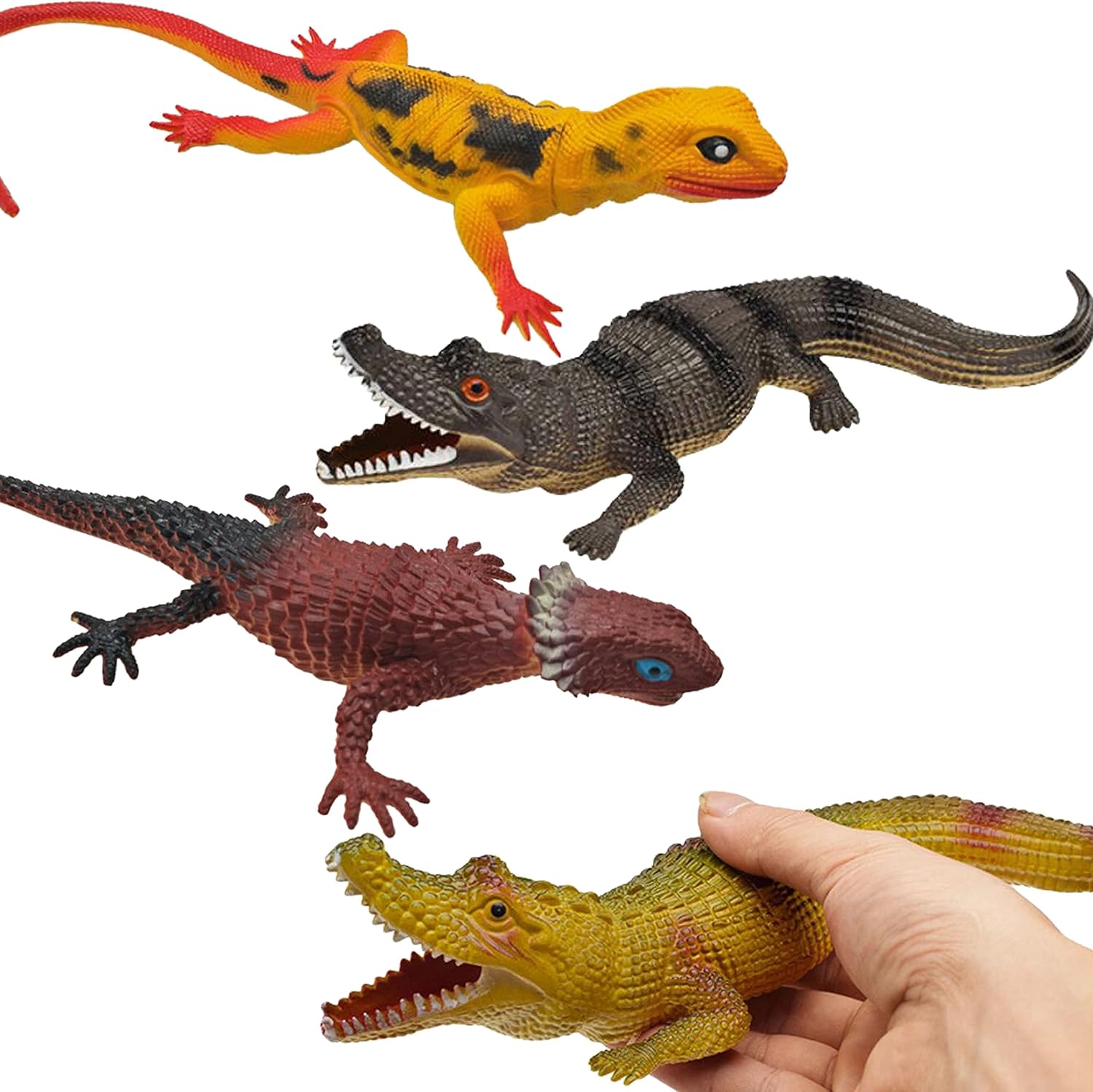 Carykon 4PCS Simulated Big Lizard Desert Chameleon Simulated Crocodile Sound Animal